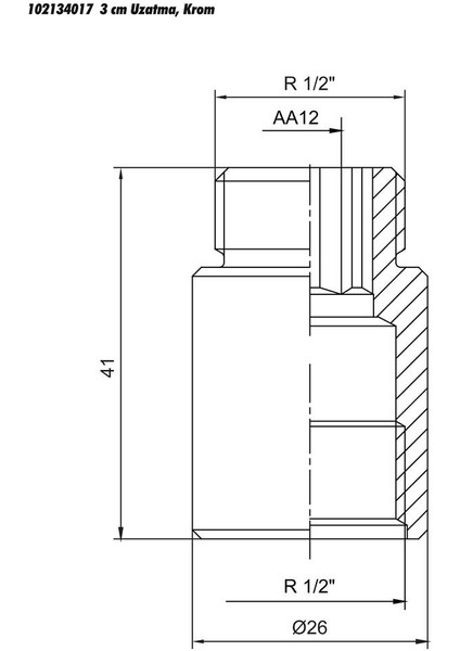 2 Adet Eca 1/2 3cm Uzatma Krom (Musluk Uzatma) 102134017 Pirinç