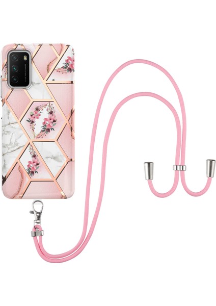 Xiaomi Redmi 9t Için Mermer Desenli Yumuşak Tpu Kordonlu Darbeye Dayanıklı Kılıf (Yurt Dışından)