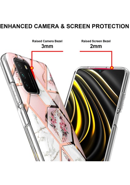 Xiaomi Redmi 9t Için Mermer Desenli Yumuşak Tpu Kordonlu Darbeye Dayanıklı Kılıf (Yurt Dışından)