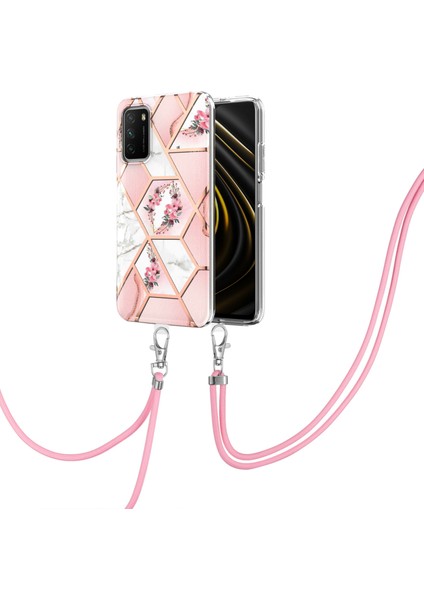Xiaomi Redmi 9t Için Mermer Desenli Yumuşak Tpu Kordonlu Darbeye Dayanıklı Kılıf (Yurt Dışından)