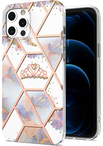 Apple iPhone 12 Pro Için Mermer Desenli Ince Yumuşak Tpu Darbeye Dayanıklı Kılıf (Yurt Dışından)