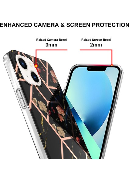 Apple iPhone 13 Için Mermer Desenli Ince Yumuşak Tpu Darbeye Dayanıklı Kılıf (Yurt Dışından)