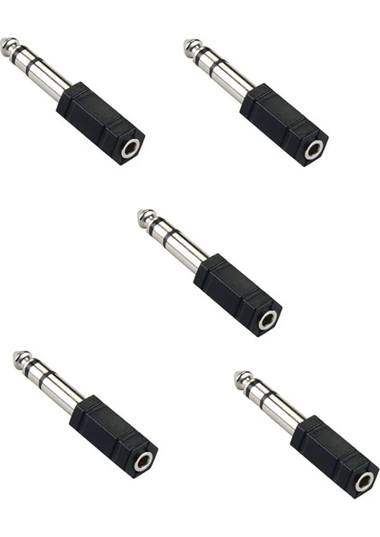 Ata Elektronik 5 Adet 3.5mm 6.3mm Aux Stereo Çevirici Dişi Erkek Jak Çevirici Jak Dönüştürücü Adaptör Arka Ince Giriş