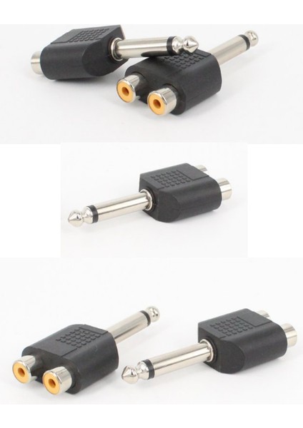 5 Adet 6.3mm Mono Gitar Jak Jack - 2 Rca Dişi Audıo Lale Tos Çevirici Dönüştürücü Kablo Soket Ucu Uç