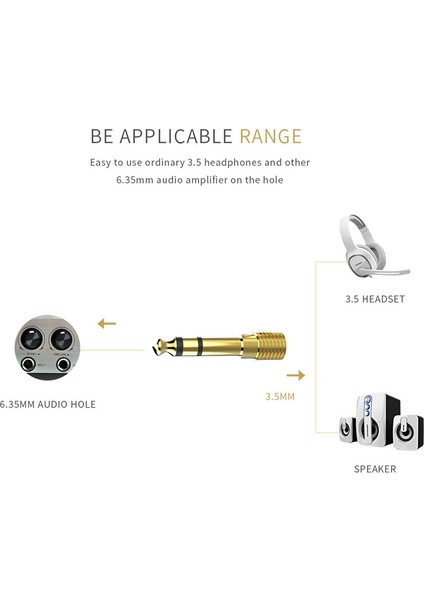 6.3 mm Stereo Erkek / 3.5 mm Stereo Dişi Sarı Metal Gold Jack Fiş Çevirici Arkası Ince fırsatları