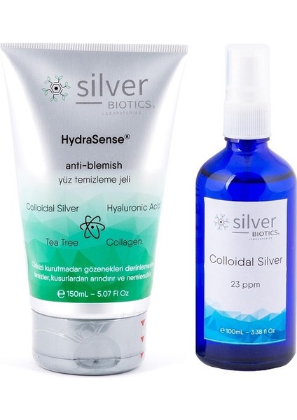 Hydrasense Yüz Temizleyici Jel + Kolloidal Gümüş Suyu Bakım Seti