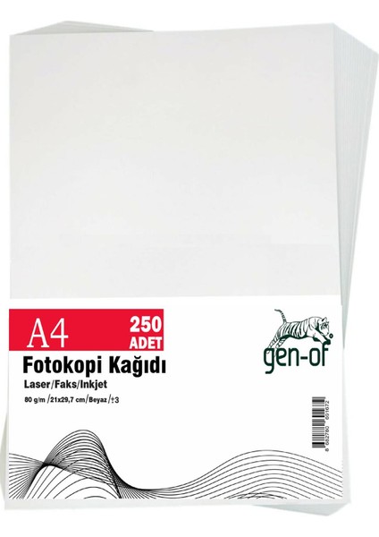 A4 80 G/m² Beyaz Fotokopi Kağıdı 250'li