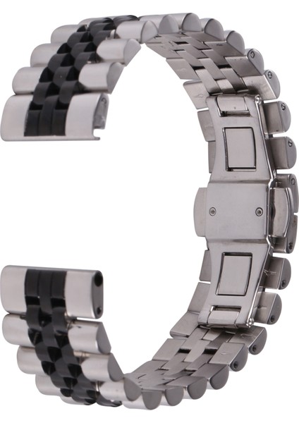 Puluz 20Mm Beş-Boncuklu Paslanmaz Çelik Kordonlu Band Gümüş Siyah (Yurt Dışından)