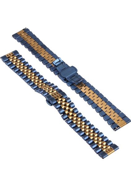 Puluz 20Mm Beş-Boncuklu Paslanmaz Çelik Kordonlu Band Mavi Altın (Yurt Dışından) fiyatları