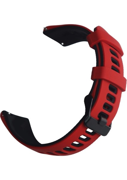 Puluz 22Mm Çift Renkli Silikon Kayışı Kırmızı Siyah (Yurt Dışından)