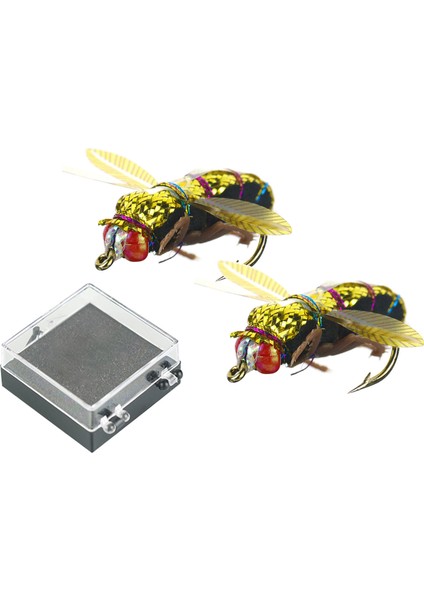 2x Simülasyon Balıkçılık Böcek Lure Sıçramasına Sinekleri / Sivrisinek / Arı Yemleri 25MM (Yurt Dışından)