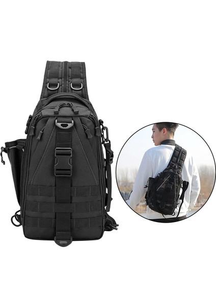 Dayanıklı Sling Çanta Seyahat Fanny Paketi Çanta Molle Sırt Çantası Çanta Saf Siyah (Yurt Dışından) modelleri