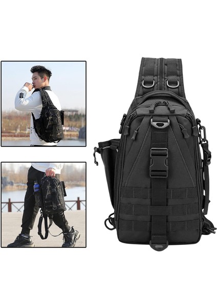 Dayanıklı Sling Çanta Seyahat Fanny Paketi Çanta Molle Sırt Çantası Çanta Saf Siyah (Yurt Dışından) fırsatları