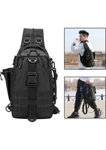 Dayanıklı Sling Çanta Seyahat Fanny Paketi Çanta Molle Sırt Çantası Çanta Saf Siyah (Yurt Dışından) indirimleri