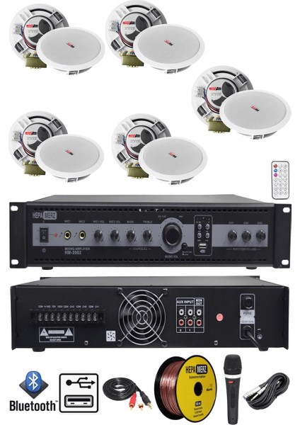 Maxx Paket-2 Tavan Hoparlörü ve 3 Bölgeli Anfi Ses Sistemi Paketi (Full Set)