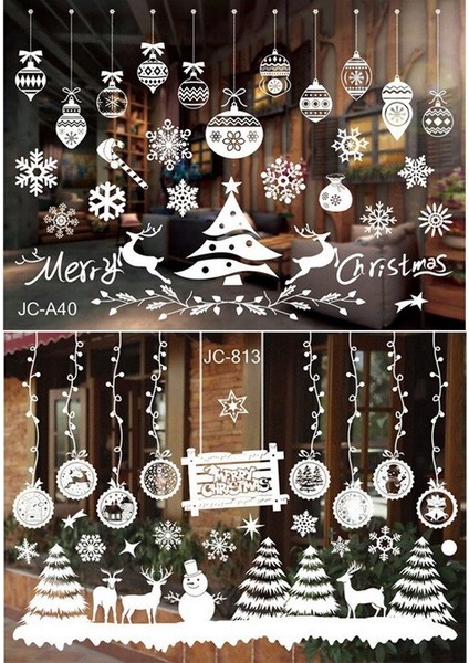 Noel Pencere Etiket Süslemeri Kış Ev (Yurt Dışından) indirimleri
