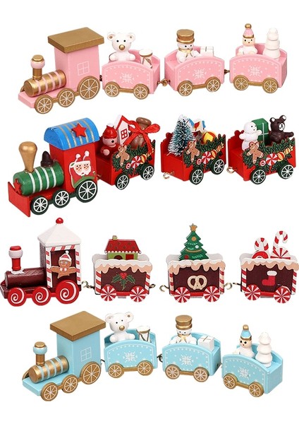 Kardan Adam Noel Baba Ahşap Tren Noel (Yurt Dışından)