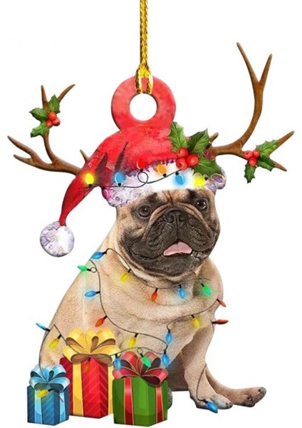 Noel Kolye Ahşap Köpek Damla Süsleme (Yurt Dışından)