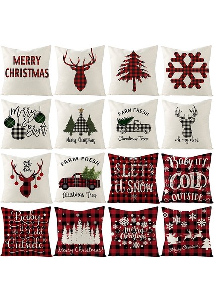 Noel Dekorasyon Kapağı 45 x 45 Yastık (Yurt Dışından)
