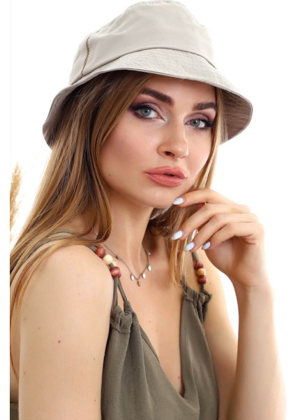 Bej Rengi Bucket Kadın Şapka