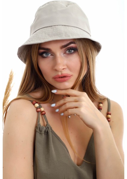 Bej Rengi Bucket Kadın Şapka