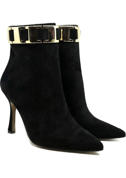 Siyah Vegan Süet Bootie - Renata