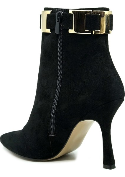 Siyah Vegan Süet Bootie - Renata