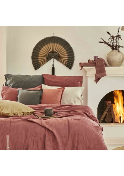 4 Element Terracotta %100 Pamuk Tek Kişilik Yatak Örtüsü Ateş