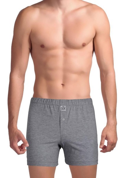 Traditional Uzun Paçalı Erkek Boxer Gri Renk