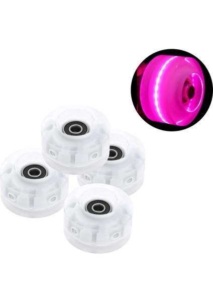 4 Paket Rulo Paten Tekerlek Aydınlık Işık Up, Rulmanlar ile - Çift Sıra Paten ve Kaykay Için Açık Tekerlekli Paten Tekerlekler 32X58MM, 82A - Pembe (Yurt Dışından)
