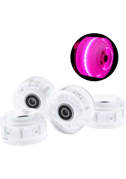 4 Paket Rulo Paten Tekerlek Aydınlık Işık Up, Rulmanlar ile - Çift Sıra Paten ve Kaykay Için Açık Tekerlekli Paten Tekerlekler 32X58MM, 82A - Pembe (Yurt Dışından)
