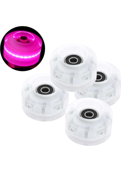 4 Paket Rulo Paten Tekerlek Aydınlık Işık Up, Rulmanlar ile - Çift Sıra Paten ve Kaykay Için Açık Tekerlekli Paten Tekerlekler 32X58MM, 82A - Pembe (Yurt Dışından)