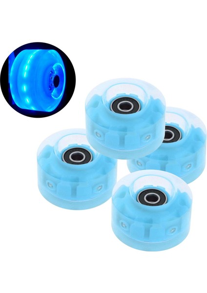 4 Paket Rulo Paten Tekerlek Aydınlık Işık Up, Rulmanlar ile - Çift Sıra Paten ve Kaykay Için Açık Tekerlekli Paten Tekerlekler 32X58MM, 82A - Mavi (Yurt Dışından)