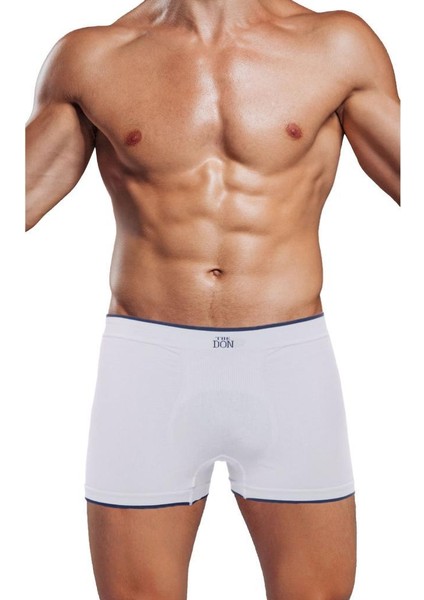 The Don Mat Lacivert Çizgili Beyaz Renk Seamless Erkek Boxer