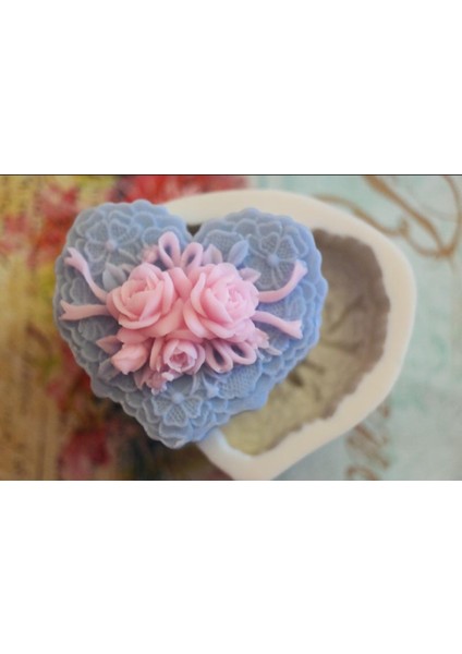 Gül Çiçek Motifli Kalp 7,5cm Silikon Kalıp K-017 fiyatları