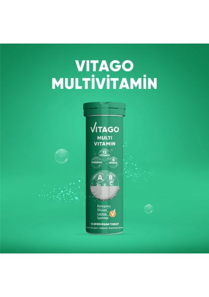 3’Lü Paket– Vitago Multivitamin, Multimineral Içeren 10 Efervesan fiyatları