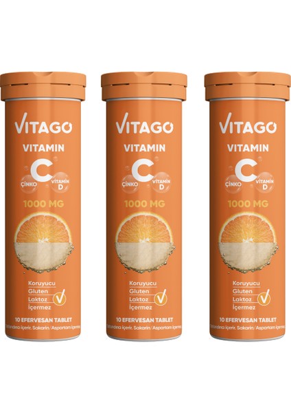 C Vitamini, D Vitamini Ve Çinko Içeren 10’Lu Efervesan Tablet