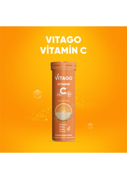 C Vitamini, D Vitamini Ve Çinko Içeren 10’Lu Efervesan Tablet