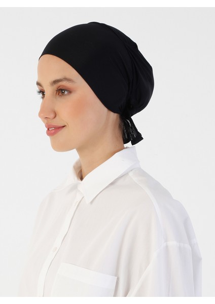 Nefes Alan Kumaş Geniş Ebatlı Bağcıklı Bone - Siyah - Ecardin fırsatları