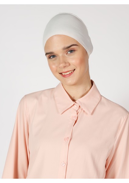 Nefes Alan Kumaş Geniş Ebatlı Bağcıklı Bone - Krem - Ecardin