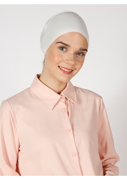 Nefes Alan Kumaş Geniş Ebatlı Bağcıklı Bone - Krem - Ecardin fiyatları