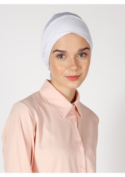 Penye Geniş Ebatlı Çapraz Geçme Bone - Beyaz - Ecardin fiyatları