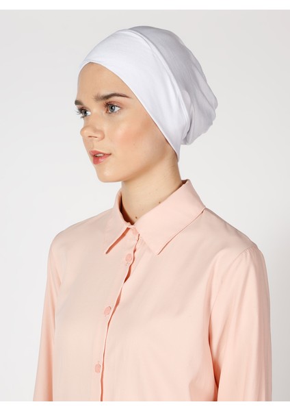 Penye Geniş Ebatlı Çapraz Geçme Bone - Beyaz - Ecardin fırsatları