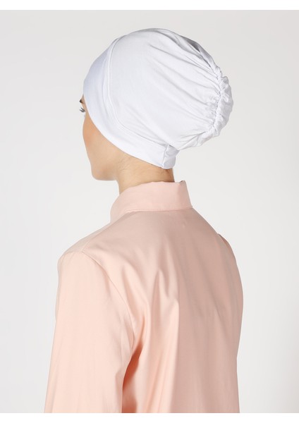 Penye Geniş Ebatlı Çapraz Geçme Bone - Beyaz - Ecardin indirimleri