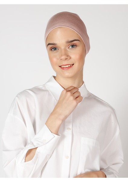 Dikişsiz Bone - Pudra - Ecardin