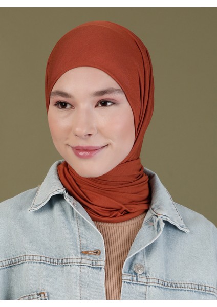 Penye Eşarp - Kiremit - Ecardin