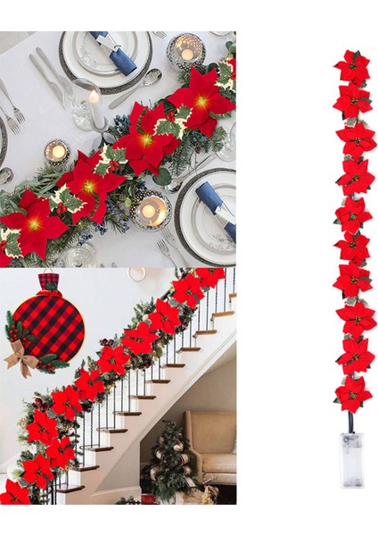 LED Noel Poinsettia Peri Dize Işıkları Çiçek Dekor (Yurt Dışından) modelleri