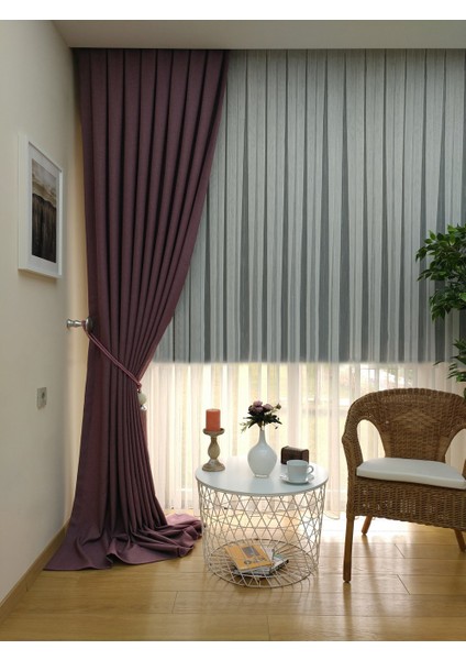 Mürdüm Düz Renk Pilesiz Keten Fon Perde, Pilesiz Ekstraforlu, Tek Kanat 90 x 240 Cm. fiyatları