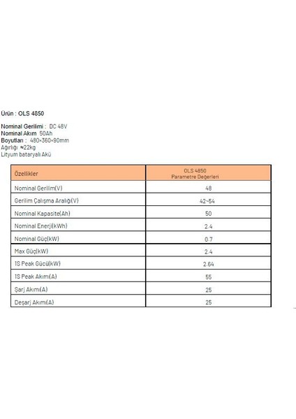 50 Ah 48V 2,4 Kwh Lityum Lifepo4 Akü modelleri