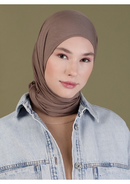 Penye Eşarp - Koyu Vizon - Ecardin